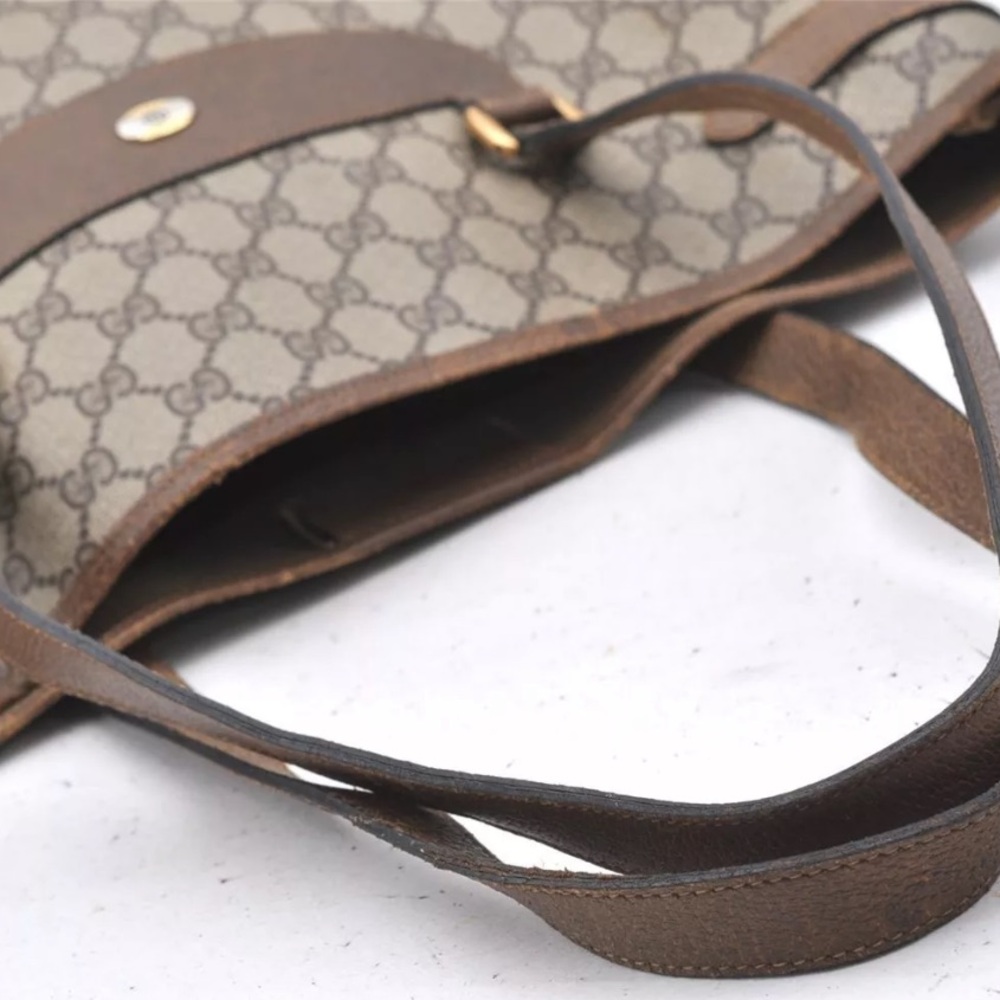 AUTH GUCCI Vintage Gucci GG Monogram Large Shoulder Bag Tote - Picture 6 of 13